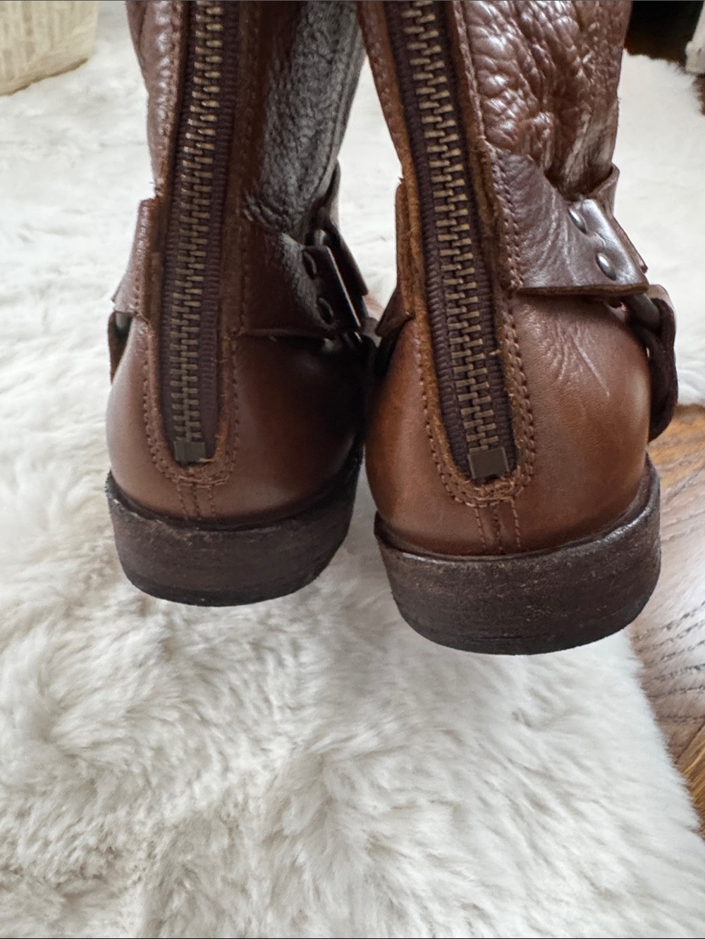 Frye Brown Leather Harness Ankle Boots - Picture 11 of 11